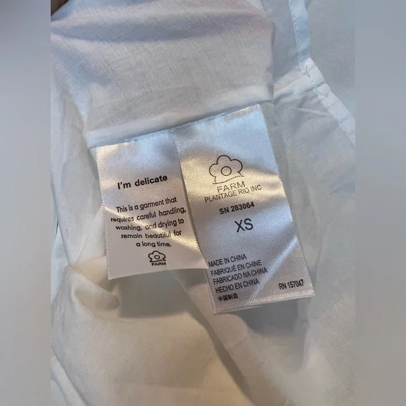 NWOT Farm Rio Off White Richelier MIDI Tiered Dress Eyelet Embroidery size XS - Picture 12 of 12